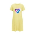 thumbnail image 5 of Aobny Valentine's Christmas Nightgown Heart Women Short Nightshirt Short Sleeve Yellow Nightgowns for Women,XXL, 5 of 7
