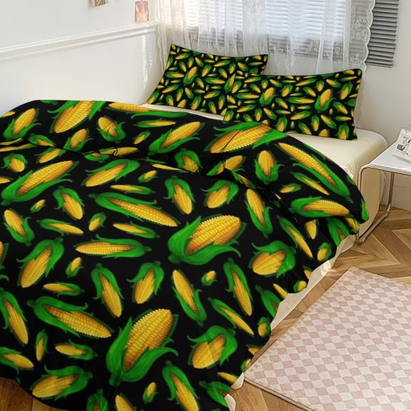 3 Pcs Soft Bedding Set, Includes 1 Duvet Cover with Zipper And 2 Pillow Shams,Veggiephile Corn Twin(86"x70")