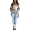 thumbnail image 2 of SAYOO Women Casual Jacket, Lapel Neck Plaid Pattern Coat Button Down Long Sleeve Tops Clothes, 2 of 5
