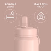 Hydrapeak 26oz Sport Insulated Water Bottle with Straw or Chug Lid, Leak & Spill Proof, Keeps Drinks Cold for 24 Hours, Hot for 12 Hours, Premium Stainless Steel Water Bottles (26oz, Peony)