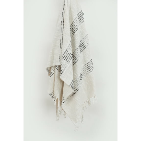 Rizzy Home  Modern Stripe Hand Loomed Throw Grey/Natural