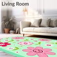 thumbnail image 2 of ODIKA 6'x9' Machine Washable Non-Slip Area Rug, Kawaii Blossom Petal Swirl Dreamy Nursery Playful Sweet High Traffic Rug, Green, 618125, 2 of 7