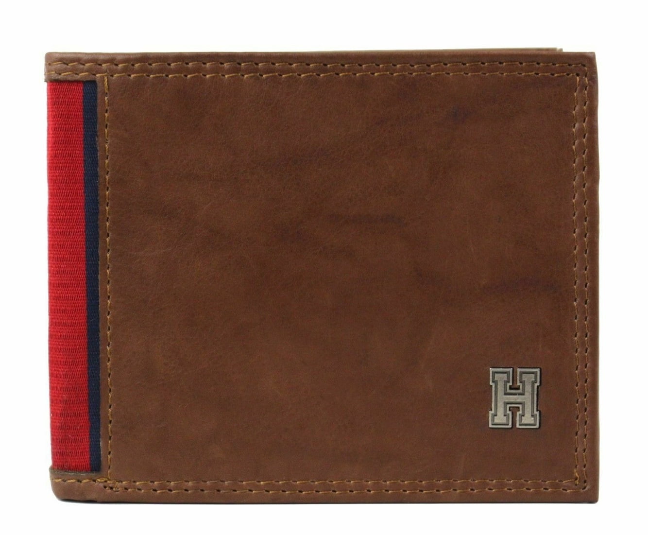 Men's Tommy Hilfiger Trim RFID Protection Leather Bifold Embellished Traveler's Wallet