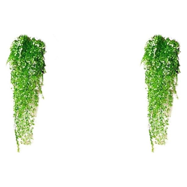 Cateissary Colgante de pared artificial Flor Planta Decoración falsa Interior Corto Blanco 85CM 2Conjunto