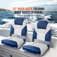 thumbnail image 2 of KFFKFF Marine Seats, 21.85" High-Back Folding Seats, Enhanced Sponge Cushion & Hinge Design, Foldable Captain Chairs for Fishing, Sightseeing, Speedboats & Canoes, Set of 2, 2 of 9
