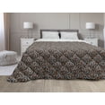 thumbnail image 1 of Brown and Blue Down Alternative Comforter, Floral Pattern with Swirls Circles Abstract Leaf Designs Retro, Microfiber Quilt for All Season, 5 Sizes, Caramel Pale Blue Coral, by Ambesonne, 1 of 3