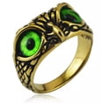 thumbnail image 5 of K-KED Personalized Vintage Halloween Owl Stainless Steel Glasses Rings Size 6-13-6-Gold-Green, 5 of 8