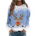 thumbnail image 2 of Women's Christmas Printed Round Neck Sweatshirt, Long Sleeve Casual Pullover Top, Raglan Sleeve Holiday Graphic Fall Winter Clothes,Sky Blue,L, 2 of 7