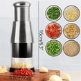 thumbnail image 3 of Under 10 Garlic Press Manual Pressed Chopper Pressed Garlic Chopper Stainless Steel Multifunctional Food Presser Manual Hand Pressed Stainless Steel Kitchen Crusher for Mincing Garlic Slicing Peppers, 3 of 9