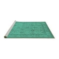 thumbnail image 2 of Ahgly Company Machine Washable Indoor Round Oriental Turquoise Blue Traditional Area Rugs, 6' Round, 2 of 4