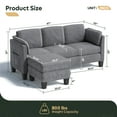 thumbnail image 6 of Bestier Corduroy Sectional Sofa Couches for Living Room, L-Shaped Modular Small Couch Convertible 3 Seater Sofa with Ottaman Storage,Gray, 6 of 10