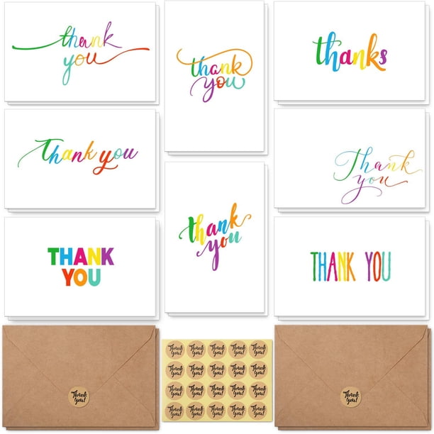 Tarjetas de agradecimiento Ohuhu 144 a granel con sobres y pegatinas