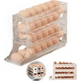 thumbnail image 2 of Egg Storage Rack for Fridge | Auto Rolling Fridge Egg Holder Rack for Kitchen | Egg Tray Organizer | 4 Tiers Tilted Design Container for Eggs (Gray), 2 of 5