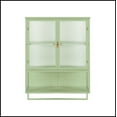 thumbnail image 4 of 23.62"Glass Doors Modern Two-door Wall Cabinet with Featuring Two-tier Enclosed Storage, an Open Shelf, and Towel Rack, for Entryway Living Room Bathroom Dining Room,Green, 4 of 10