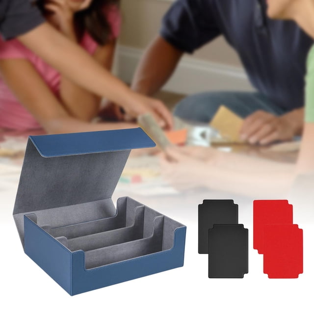 Estuche para cartas de baraja, soporte de protección para 1800 tarjetas con cierre magnético, almacenamiento de cartas de juego Tarjetero azul gris