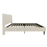 Mainstays Vera Upholstered Velvet Platform Bed, No Box Spring Required, Queen, Cream