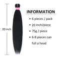 thumbnail image 4 of Cabello trenzado Mychanson Pre Stretched Yaki Straight, 20 cm, 6 paquetes, 4 of 7