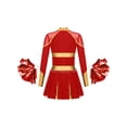 thumbnail image 2 of Doomiva Kids Girls Rhinestone Letter Print Long Sleeve Cheerleading Uniform Dance Dress with Pom Pom Carnival Dancewear Red 8, 2 of 5