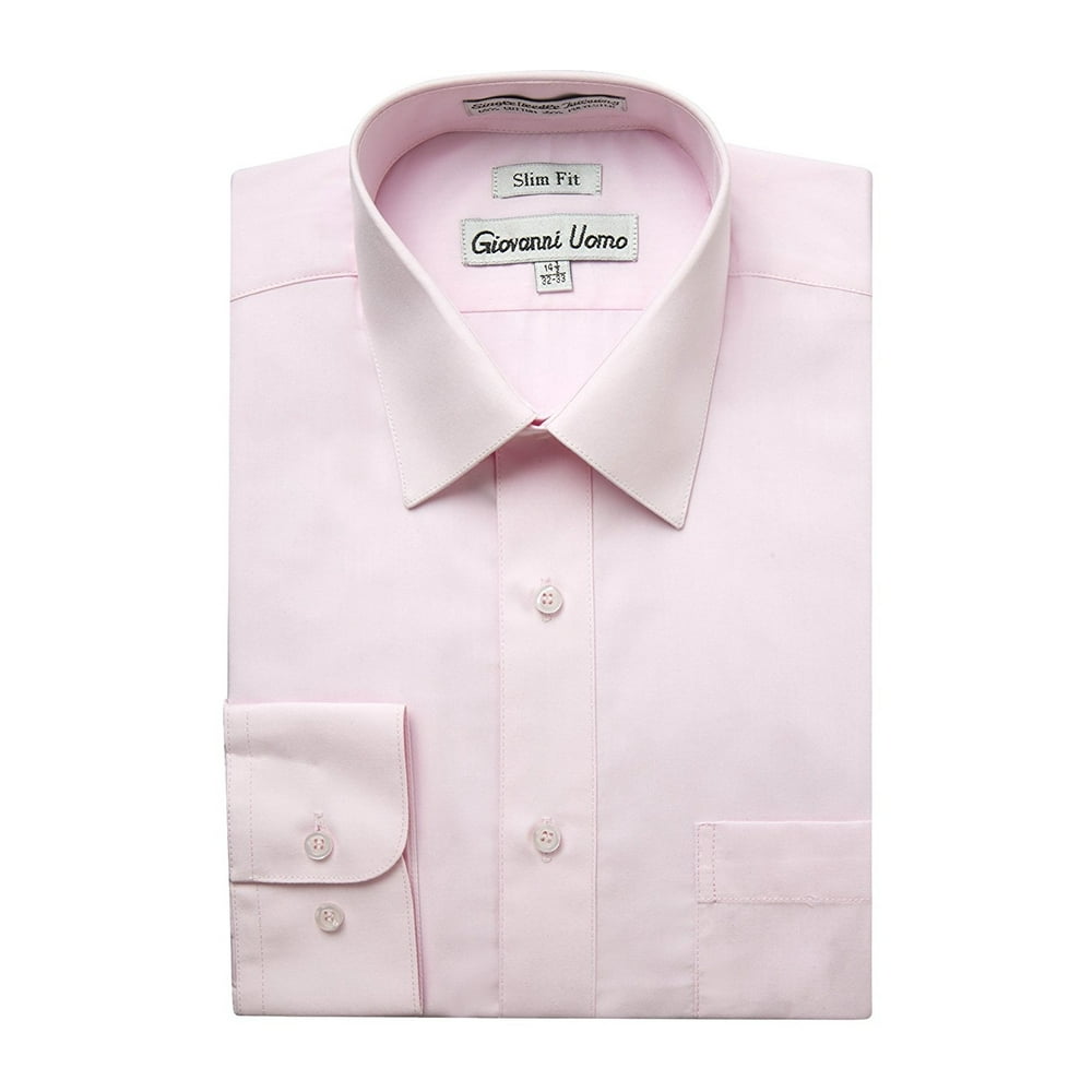Gentlemens Collection - Men's Slim Fit Long Sleeve Solid Dress Shirt ...