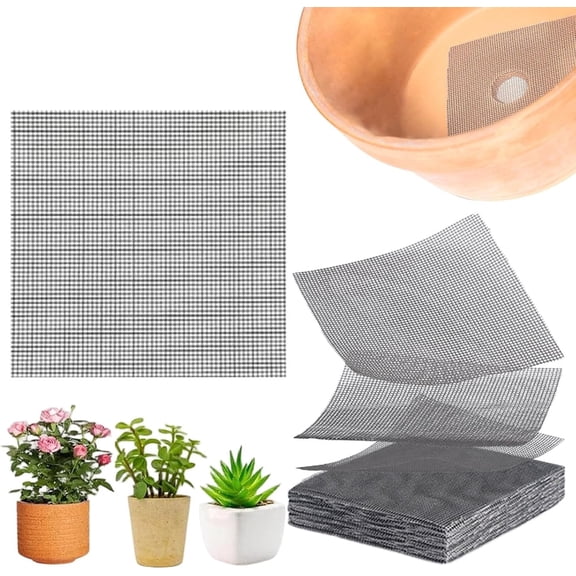 50Pcs Flower Pot Hole Mesh Pad, 3.94in Reusable Cuttable Square Bonsai Mesh, Pot Mesh Drainage Screens, Protect Soil Loss & Root Rot, Cut To Size For Pots, Bonsai, Planters For Succulents, Cacti, Orc