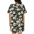thumbnail image 6 of Daiia Flowers Pattern Womens Pajama Sets Short Sleeve Pajamas for Women Sets Soft Lounge Sets Casual Round Neck Sleepwear PJS-Large, 6 of 7