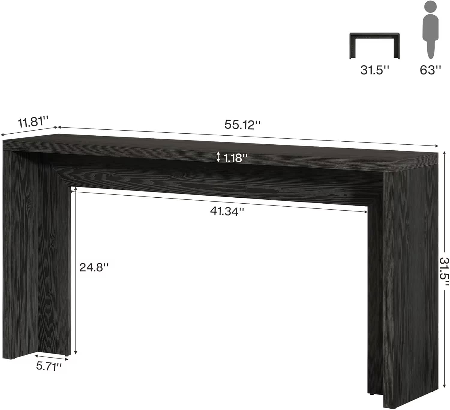 MAYEERTY 55" Rustic Console Table, Farmhouse Wood Entryway Accent Table for Hallway, Living Room