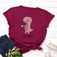 thumbnail image 3 of JFUNCY Camisetas de gran tamaño con estampado de dinosaurio de dibujos animados para mujer, camisetas holgadas informales de manga corta para mujer, camisetas de algodón de verano para mujer, 3 of 5