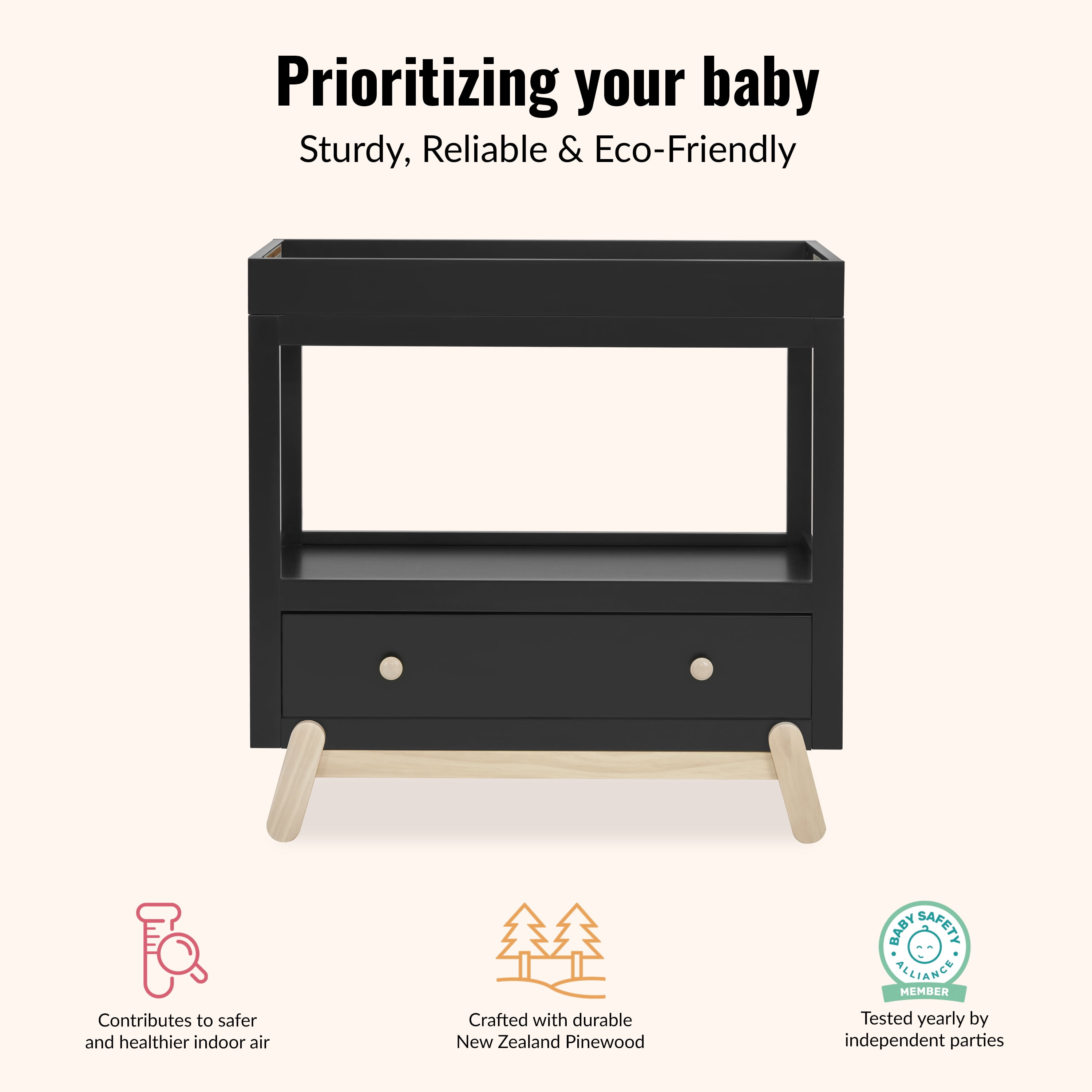 Dream On Me Hygge Changing Table, Matte Black Vintage