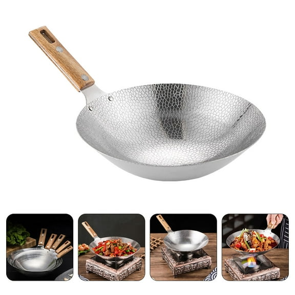LOLIPPYY Traditional Cooking Pot Wok Utensils Silver 1Set 13.0x8.7x2.4in