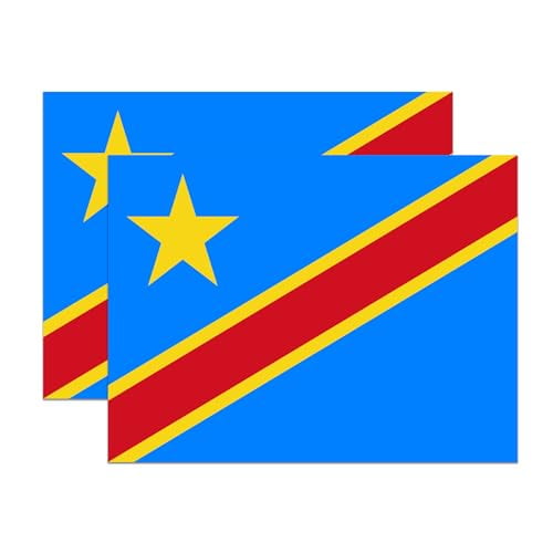 (2 Pack) DR Congo World Flag Stickers - Pride - 5 Inches On Longest Side - Premium Vinyl - Choose from Over 200 Countries - for Cars, Trucks, Skateboards, Laptops - Made in USA - BMCS0848