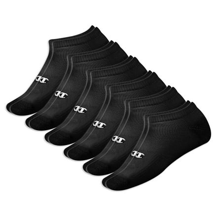 Champion CH608 Men's Six-Pack of No-Show Socks - Black - Shoe: 6-12 ...