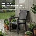 thumbnail image 3 of Set of 2 Stackable Outdoor Dining Chairs, Black Faux Wicker Steel Mesh Back Patio Chairs with Armrests and Slatted Seats for Garden, Backyard, Deck, Porch or Poolside, 35" H, 3 of 7