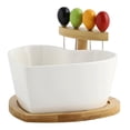 thumbnail image 1 of 1 Set Heart Shaped Salad Bowl Kitchen Ceramics Dessert Fruit Bowl with Forks, 1 of 9