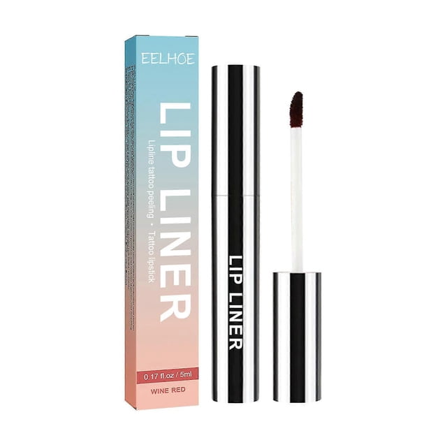 Delineador de labios, modelador de labios, color de labios, resistente al agua, no se mancha, pincel despegable, color burdeos