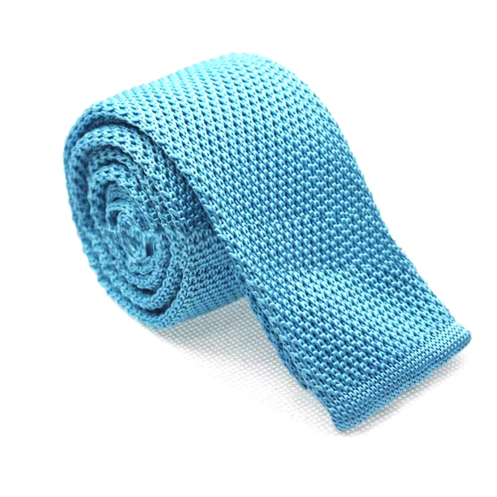 TOPTIE Men's Knit Solid Skinny Tie Polyester Square End 2 Inch Necktie ...