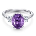thumbnail image 3 of Gem Stone King 2.96 Ct Oval Purple Amethyst White Topaz 925 Sterling Silver Ring, 3 of 6