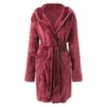 thumbnail image 5 of Cqxid525 Womens Robe Lightweight Women Winter Coat Jacket Plush Shawl Fluffy Bathrobe Home Clothes Long Sleeved Robe Hooded Soft Coat Soft Ladies Sleepwear Red 1PC, 5 of 7