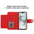 thumbnail image 2 of Allytech Wallet Case for iPhone 15 Plus, Luxury PU Leather Shockproof Protective Flip Cover for Women Girls, Kickstand Folio Case with Card Slots Holder Wrist Strap Lanyard - Red, 2 of 7