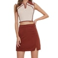 thumbnail image 1 of Lovito Casual Plain Sleeveless Collar Neck Contrast Binding Split Hem Skirt Sets, 1 of 5