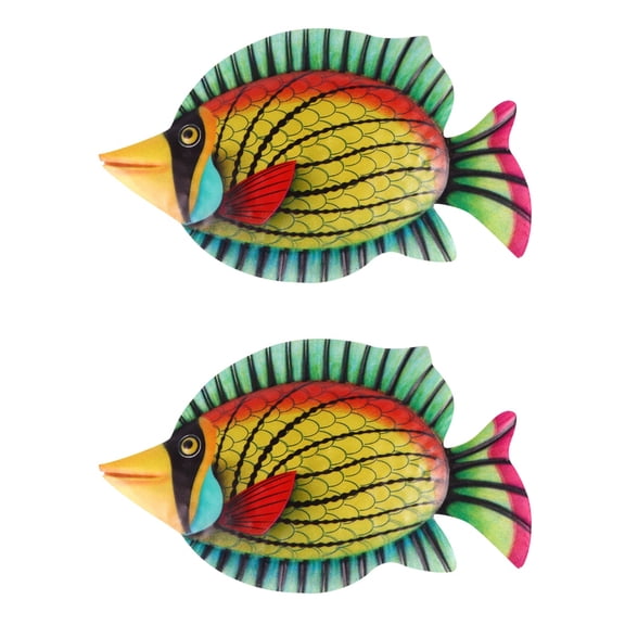 unbranded 2pcs Fantastic Metal Fish Wall Decor Coastal Ocean Sea Fish Hanging Wall art Decor
