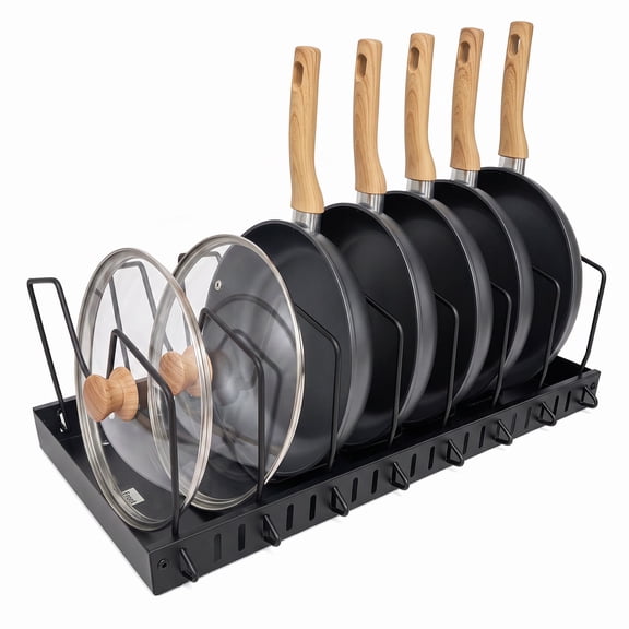 2 Pack Pull Out Pot and Pan Organizer, Adjustable Cabinet Cookware Rack