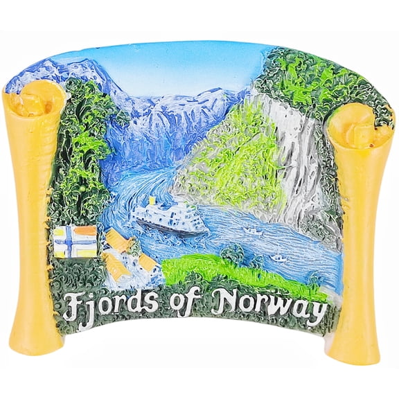 Fjords of Norway 3D Fridge Magnet Souvenir Gift,Resin Handmade Norway Refrigerator Magnet Home Decoration Collection