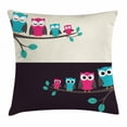 thumbnail image 1 of Nursery Throw Pillow Cushion Cover, Family of Owls Sitting on Branches Cute Characters Togetherness Mom Dad Children, Decorative Square Accent Pillow Case, 24 X 24 Inches, Multicolor, by Ambesonne, 1 of 2