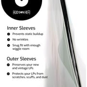 Hudson Hi-Fi 50 ct. Inner Sleeves for Vinyl Records & 50 ct. Vinyl Outer Sleeves - 100 Vinyl Sleeves for Records, Clear Outer & Inner Sleeves for Vinyl Records