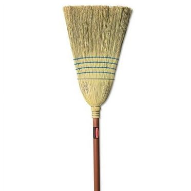 Rubbermaid Commercial Corn-Fill Broom, Corn Fiber Bristles, 38" Overall Length, Blue, Each