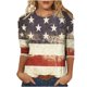 thumbnail image 2 of Fiudx Liquidación de Ofertas Flash Moda Mujer Día de La Independencia Impresión Cuello Redondo Manga 3/4 Camiseta Pulóver Blusa Superior, 2 of 5