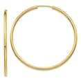 thumbnail image 4 of 14K Yellow Gold Polished Round Endless 2mm Hoop Earrings, 4 of 6