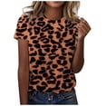 thumbnail image 1 of T-shirt Classique Polyvalent Quotidien à Manches Courtes Uni à Rayures Léopard Camouflage à Blocs de Couleur Décontracté à Col Rond pour Femmes 5 Chandail d'Entraînement Haut Actif pour Femmes Paquet Femmes Chemises Rayées pour Femmes Chandails Athlétiques Femmes, 1 of 4