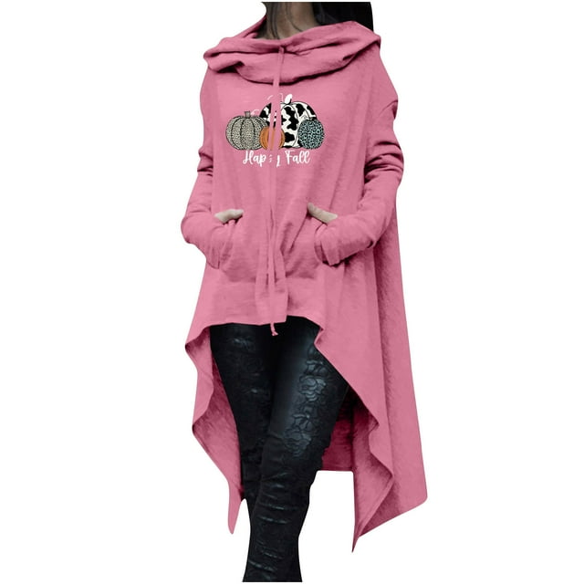 Hauts à Capuche pour Femmes Automne Citrouille Graphique Chandails en Molleton à Capuche Pulls Manches Longues avec Poche