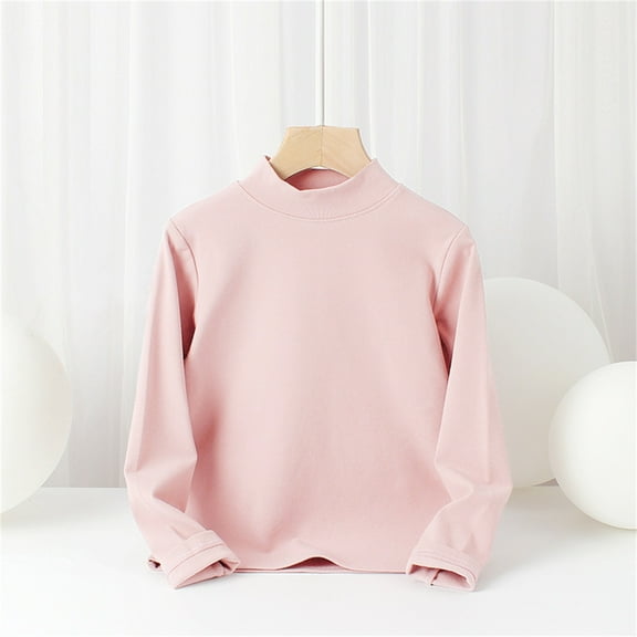 Boys Thermal Shirt Light Pink Girls Long Sleeve Undershirt Kids Turtleneck Basic Tees Boys Fall Shirts Girl Tops Size 9-10 Years